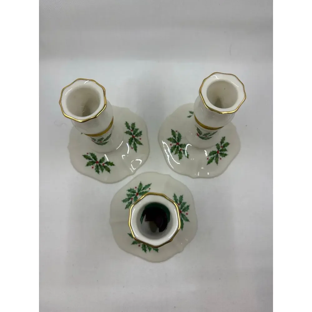 Lenox Holiday Collection Candlestick Holders- Set of 3